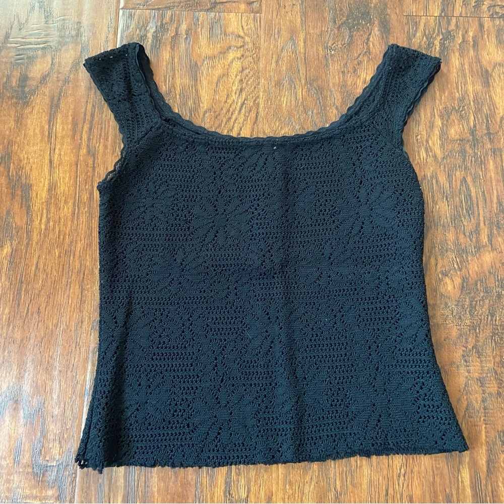 Vintage 90s y2k forever 21 black lace see through crop top tank.